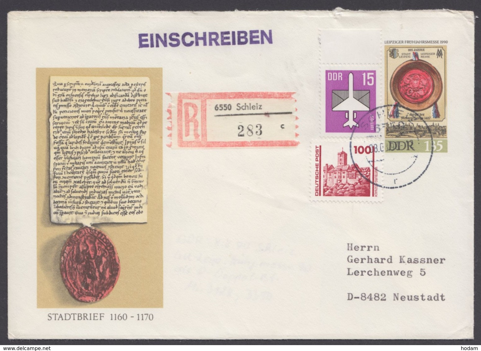 Mi-Nr. U11, Als R- Brief Mit Pass. Zusatzfr., 8.8.90 - Enveloppes - Oblitérées