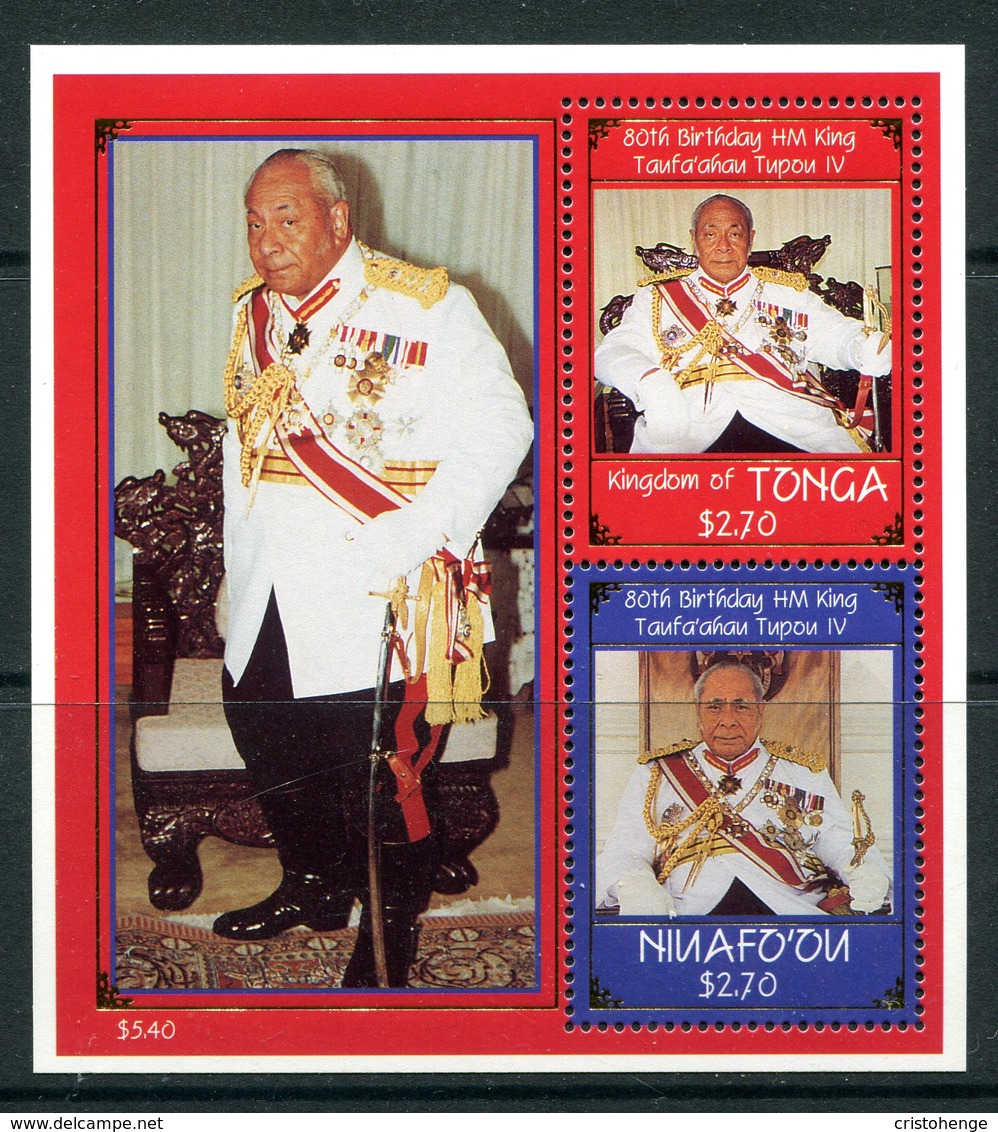 Niuafo'Ou - Tonga 1998 80th Birthday Of King Taufa'ahau Tupou IV MS MNH - Tonga (1970-...)