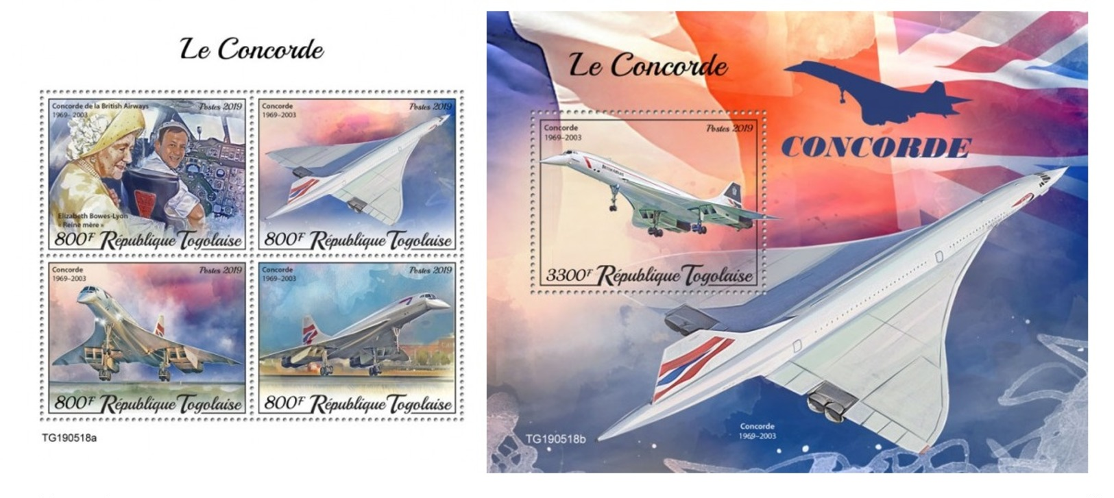 Togo 2019 Concorde Planes Aviation MS+S/S TG190518 - Other & Unclassified