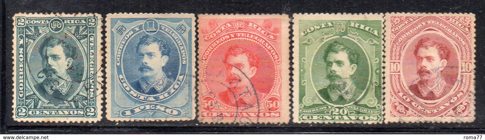 APR1173 - COSTARICA 1889 , Cinque Valori Diversi (2380A) - Costa Rica