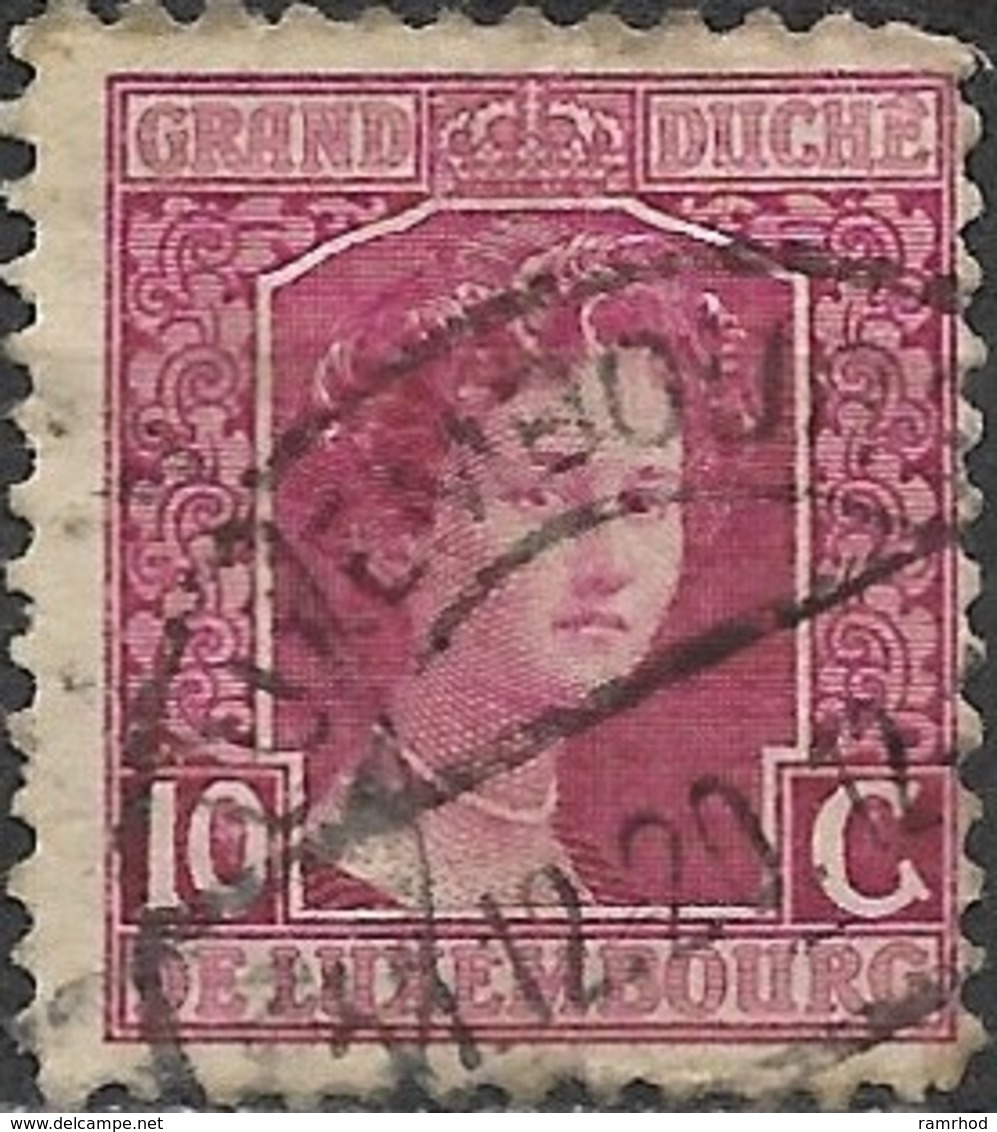 LUXEMBOURG 1914 Grand Duchess Adelaide - 10c - Purple FU - 1914-24 Marie-Adelaide