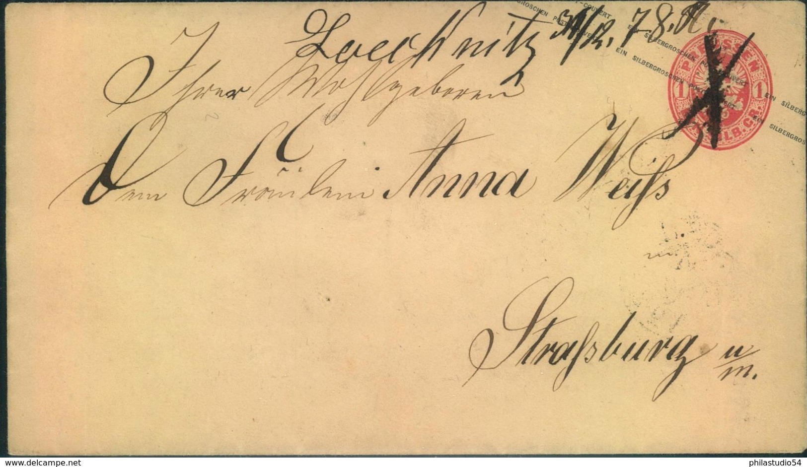 1865 Ca. LOECKNITZ Handschriftliche Entwertung Auf 1 Gr. Wappen GSU - Postwaardestukken