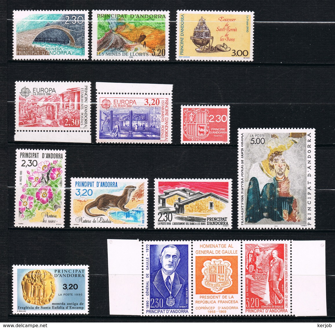 ANDORRE FRANCE Lot 1990 N°385 386 387 EUROPA CEPT 3388 389 392 393 394 395 396 397 Triptyque DE GAULLE 399A - Gebraucht