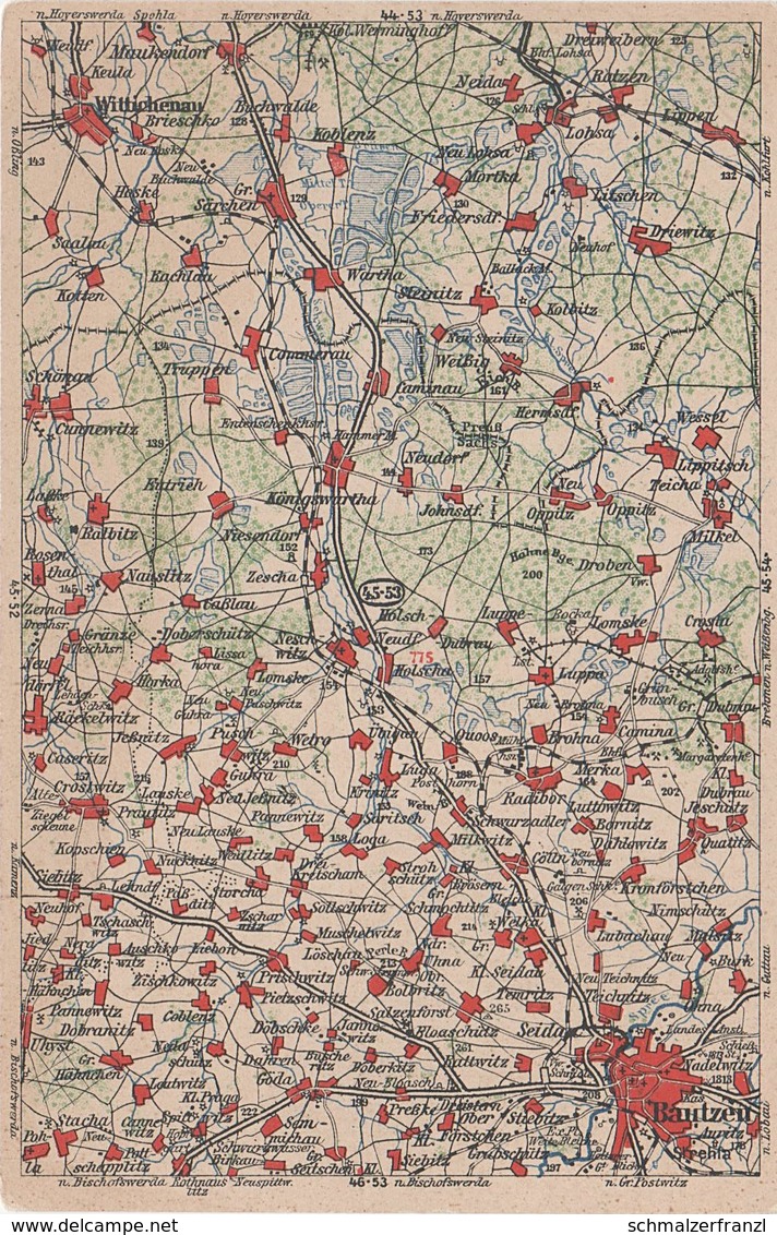 Litho AK Wona Hauschting Karte 775 Bautzen Königswartha Wittichenau Ratzen Wartha Weißig Hermsdorf Schönau Oppitz Uhyst - Lohsa