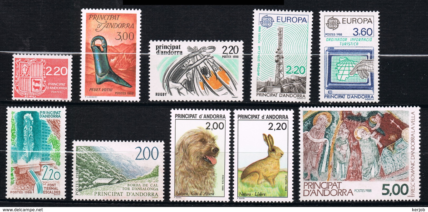 ANDORRE FRANCE Lot 1988 N°366 367 368EUROPA CEPT 369 370 371 372 373 374 375 - Oblitérés