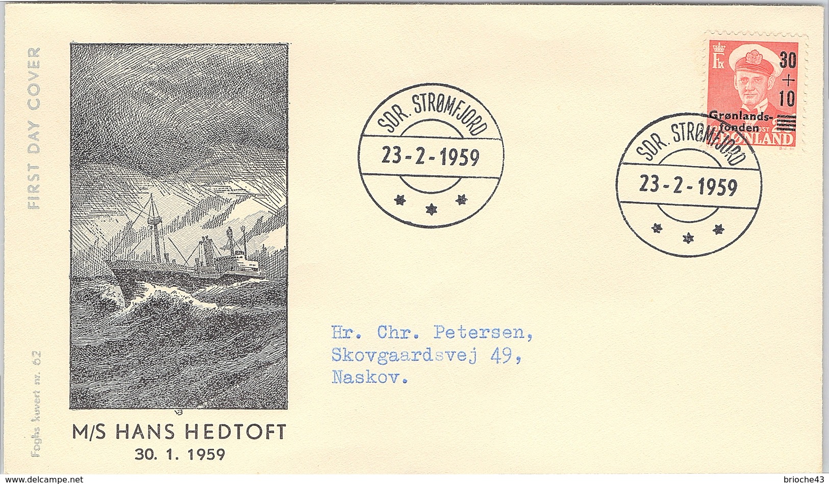 GROENLAND - GRONLAND - COVER 23.2.1959  M/S HANS HEDTOFT / 1 - Storia Postale