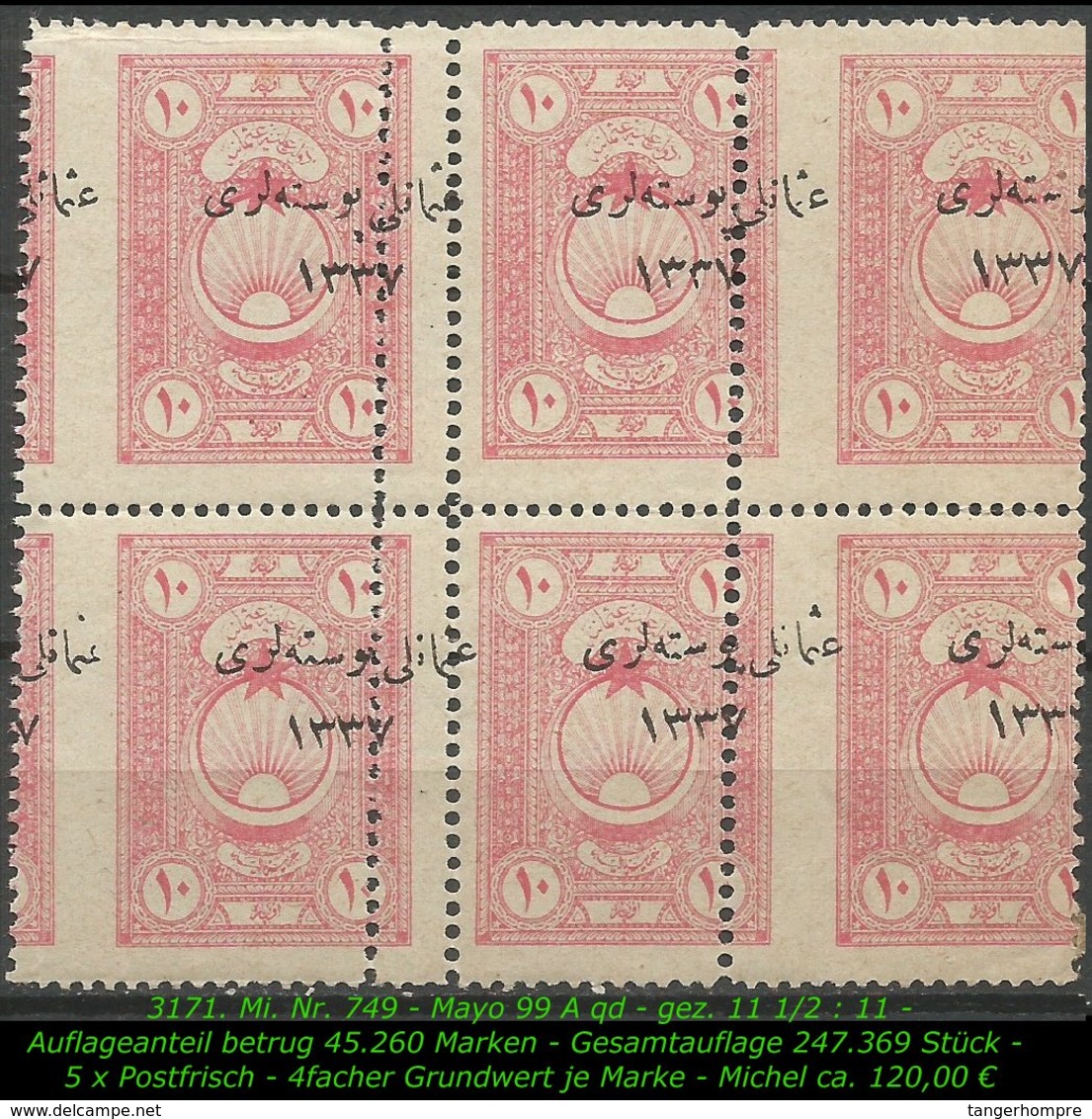 TURKEY ,EARLY OTTOMAN SPECIALIZED FOR SPECIALIST, SEE.. Mi. Nr. 749 - Mayo 99  A Qd - 1920-21 Anatolië