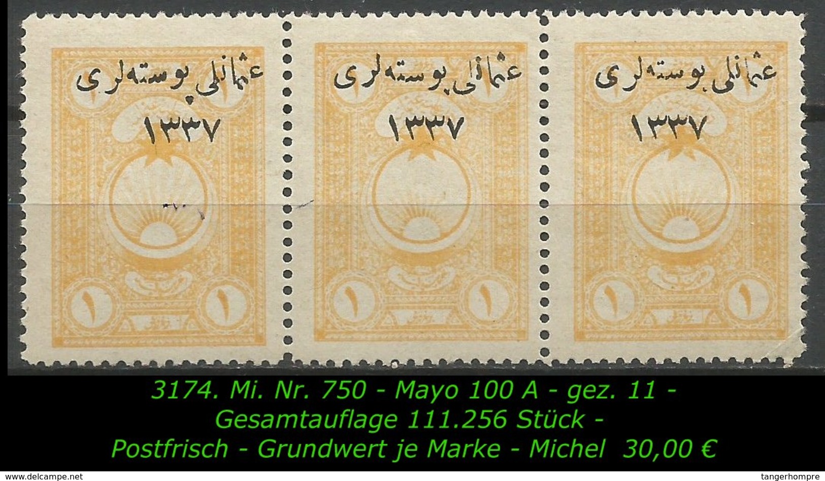 TURKEY ,EARLY OTTOMAN SPECIALIZED FOR SPECIALIST, SEE.. Mi. Nr. 750 - Mayo 100 A - 1920-21 Kleinasien