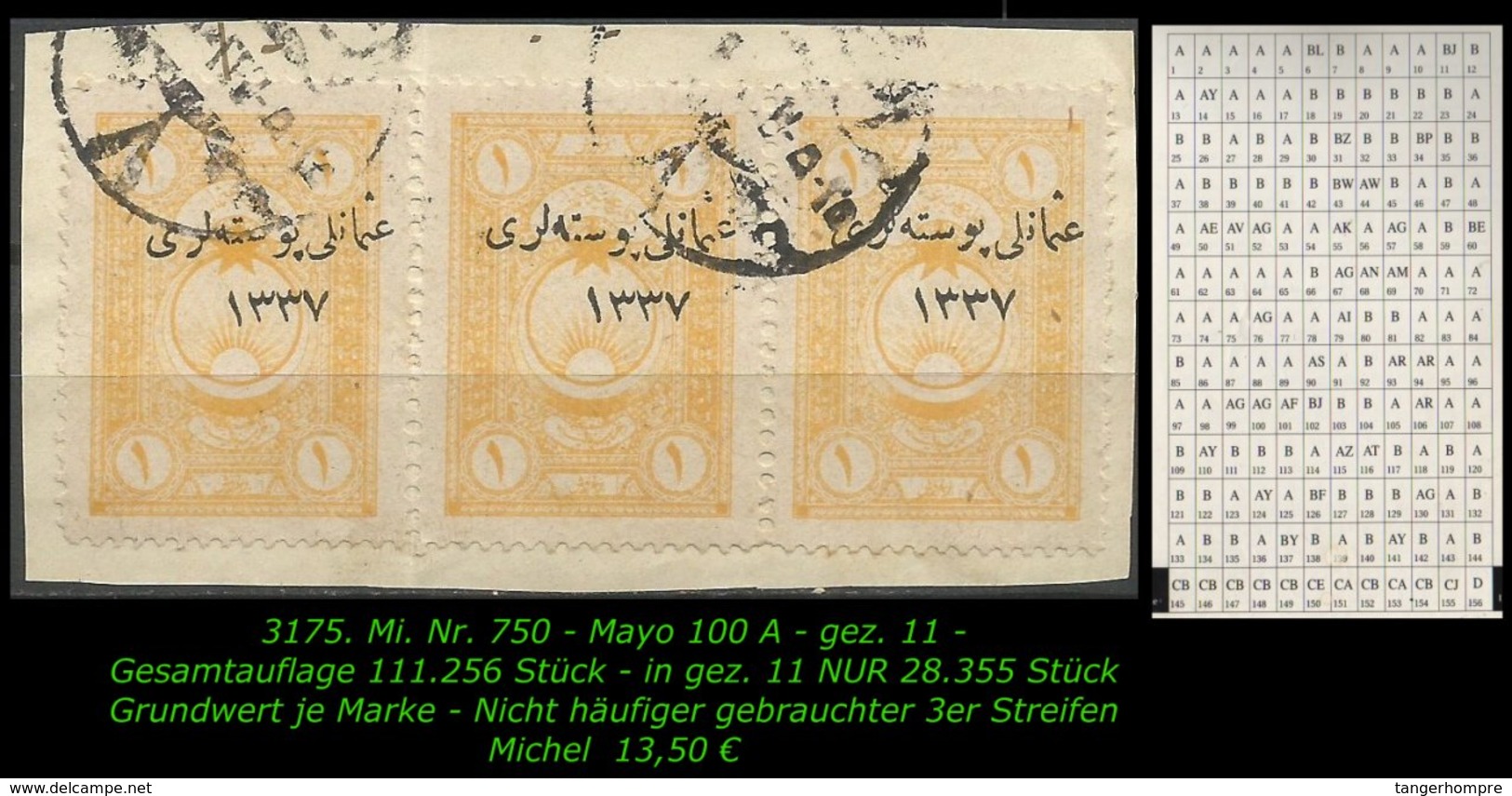 TURKEY ,EARLY OTTOMAN SPECIALIZED FOR SPECIALIST, SEE.. Mi. Nr. 750 - Mayo 100 A - 1920-21 Anatolia