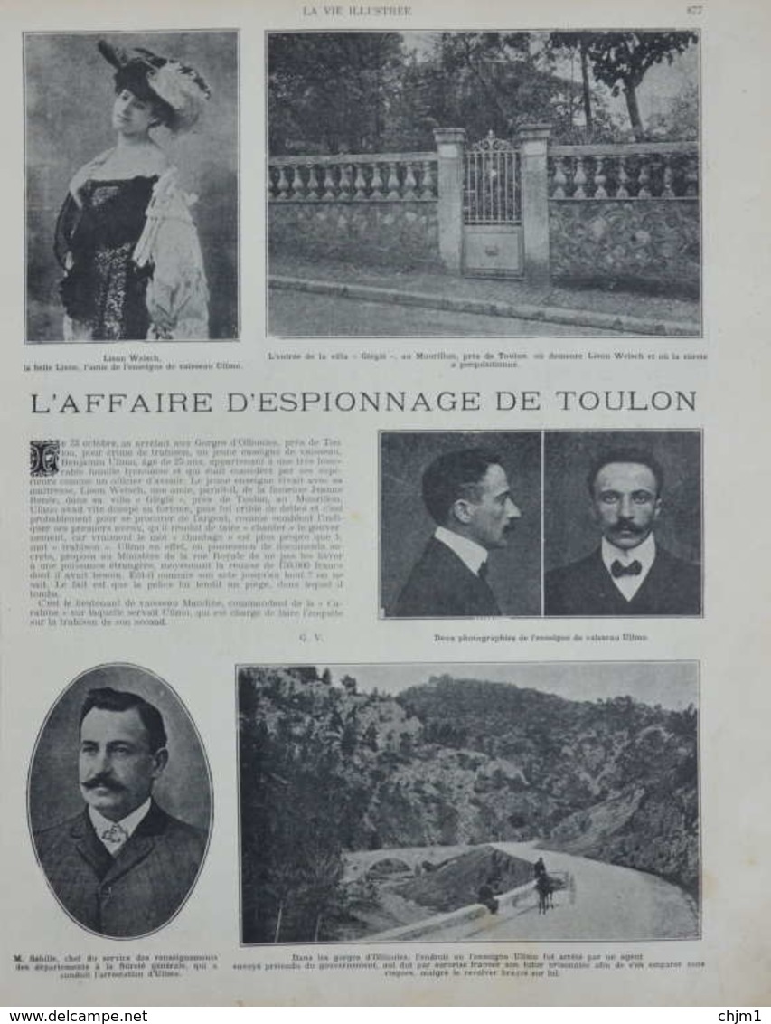 L'affaire D'espionnage De Toulon - Ullmo - Lison Welsch - Page Originale - 1907 - Documents Historiques