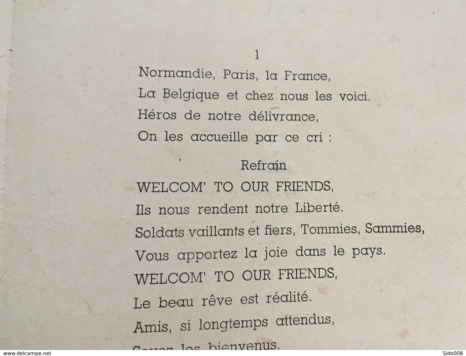 Libération Normandie - Partition "Welcome To Our Friends" - Partitions Musicales Anciennes