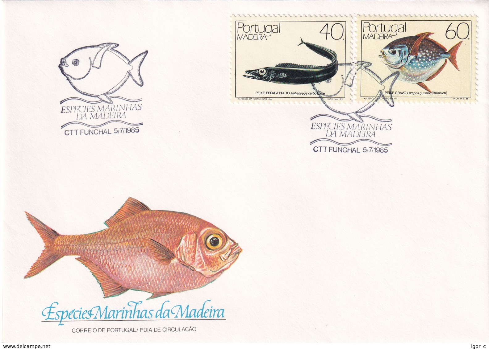 Portugal  Madeira 1985 FDC Cover: Sea Marine Life Of Madeira; Fishes  Fish, Fishe; - Autres & Non Classés