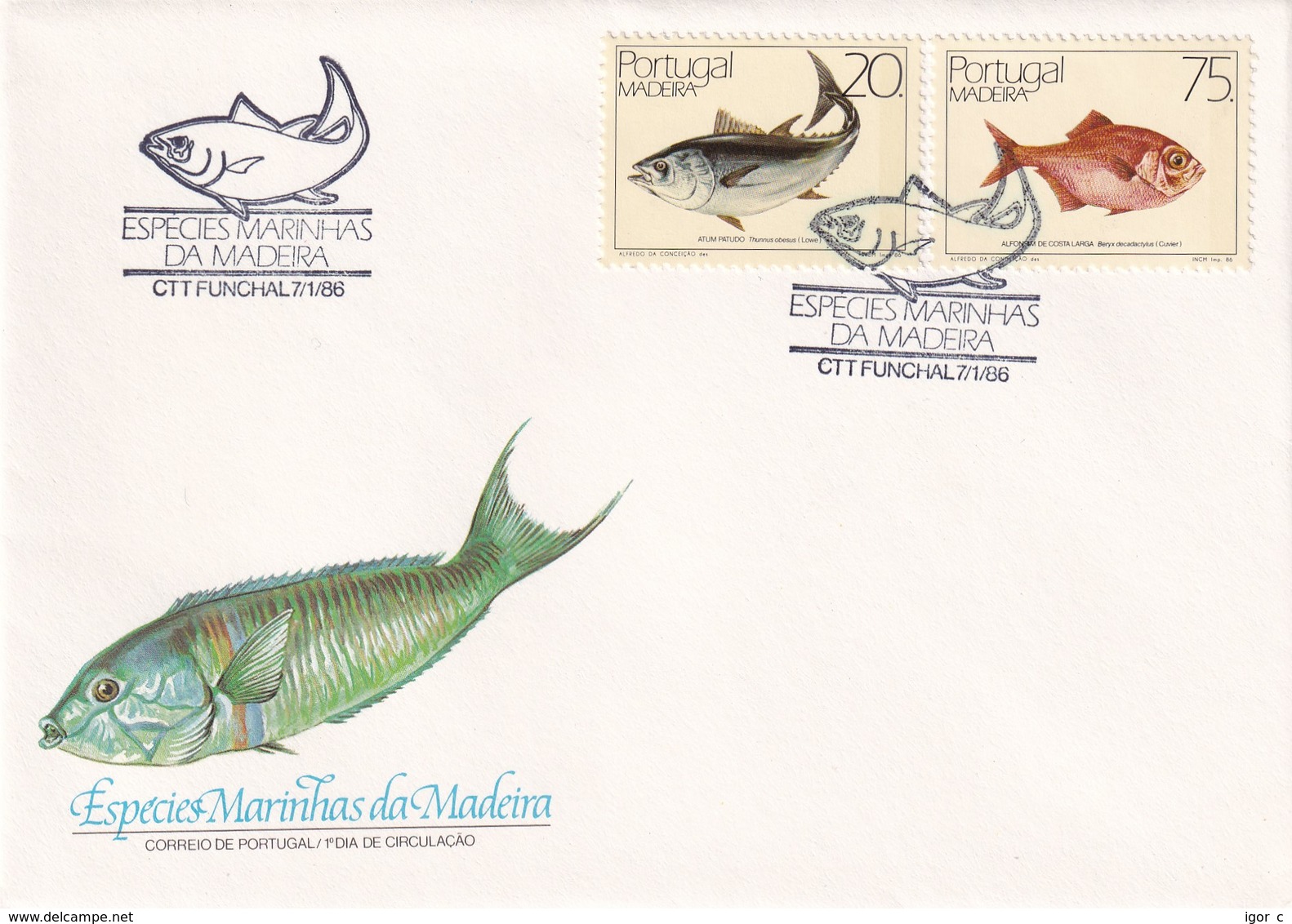 Portugal  Madeira 1986 FDC Cover: Sea Marine Life; Fish Fische - Autres & Non Classés