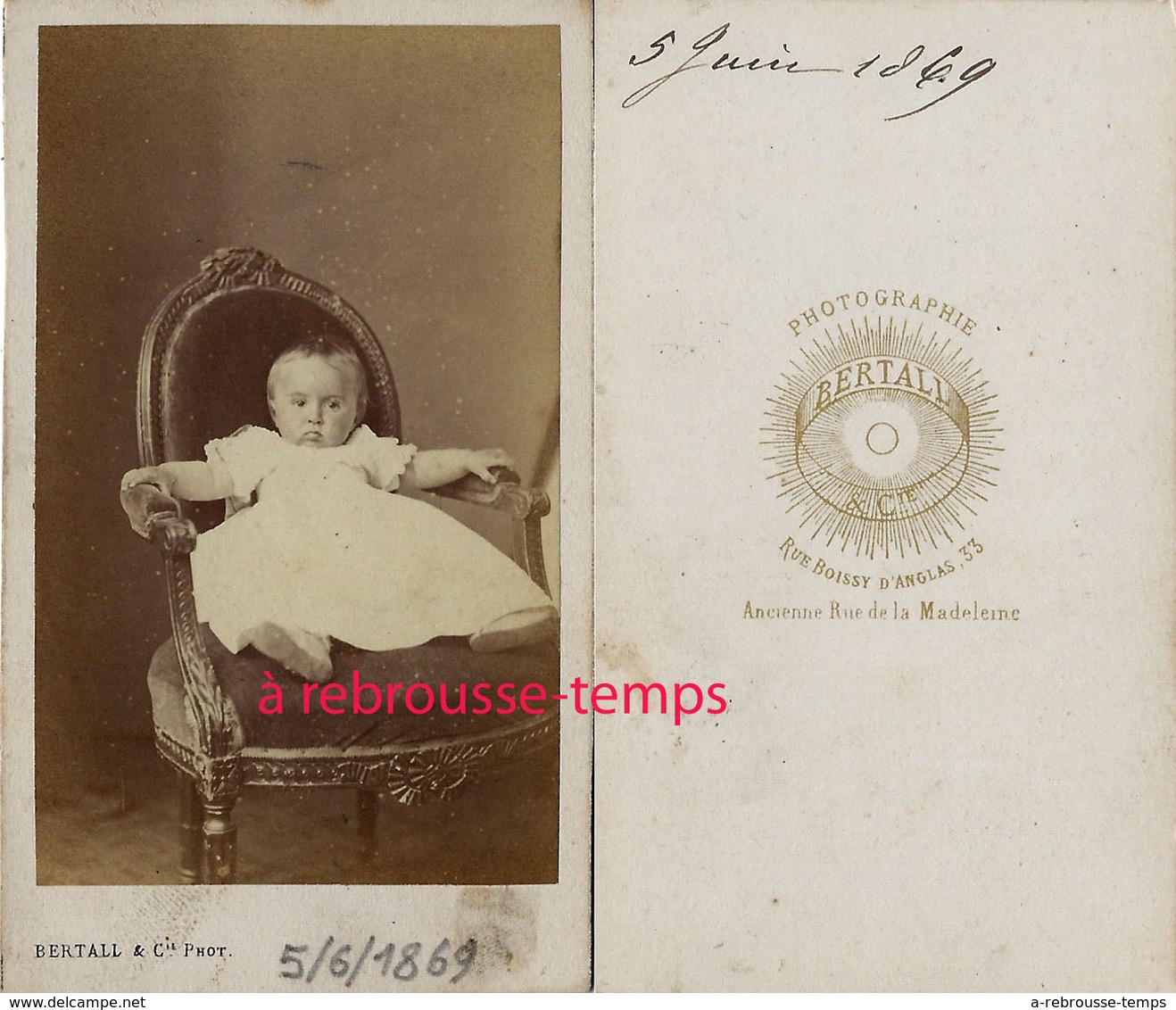 CDV En 1869-bébé Dans Un Fauteuil-- Photo Bertall à Paris - Anciennes (Av. 1900)