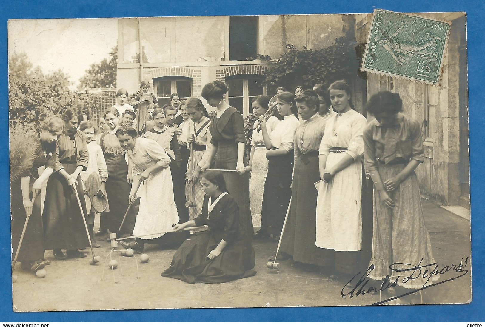 CPA  Sport Féminin  Jeu Partie De Croquet  Scène Gros Plan Animé Avec Jeune Femme - Voyagée Photo Charles Deparis - Jeux Régionaux