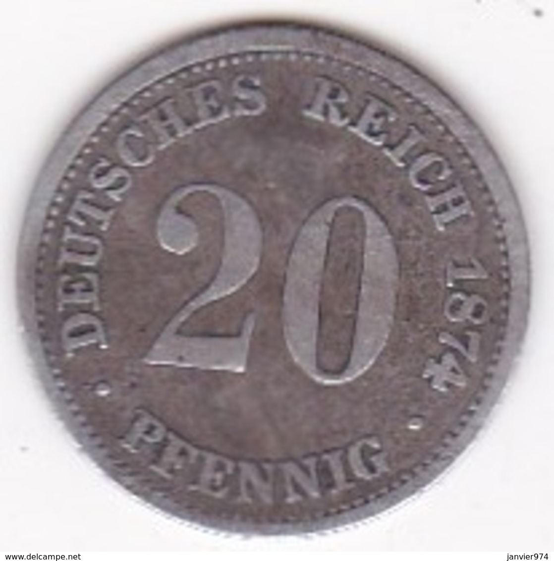 Empire. 20 Pfennig 1874 H Darmstadt  , En Argent - 20 Pfennig