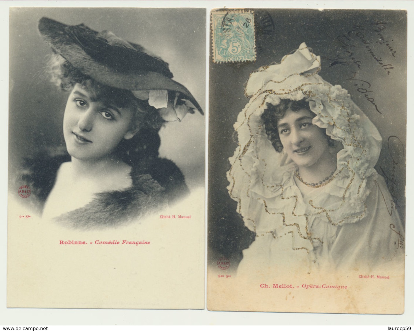 Lot 2 Cartes -  Artistes Robinne Et Ch. Mellot - Edition Bergeret - Cliché Manuel - Bergeret