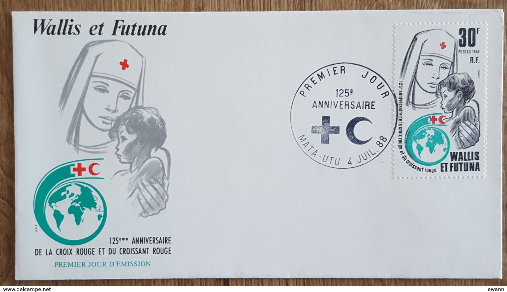 Wallis Et Futuna - FDC 1988 - YT N°377 - CROIX ROUGE ET CROISSANT ROUGE - FDC