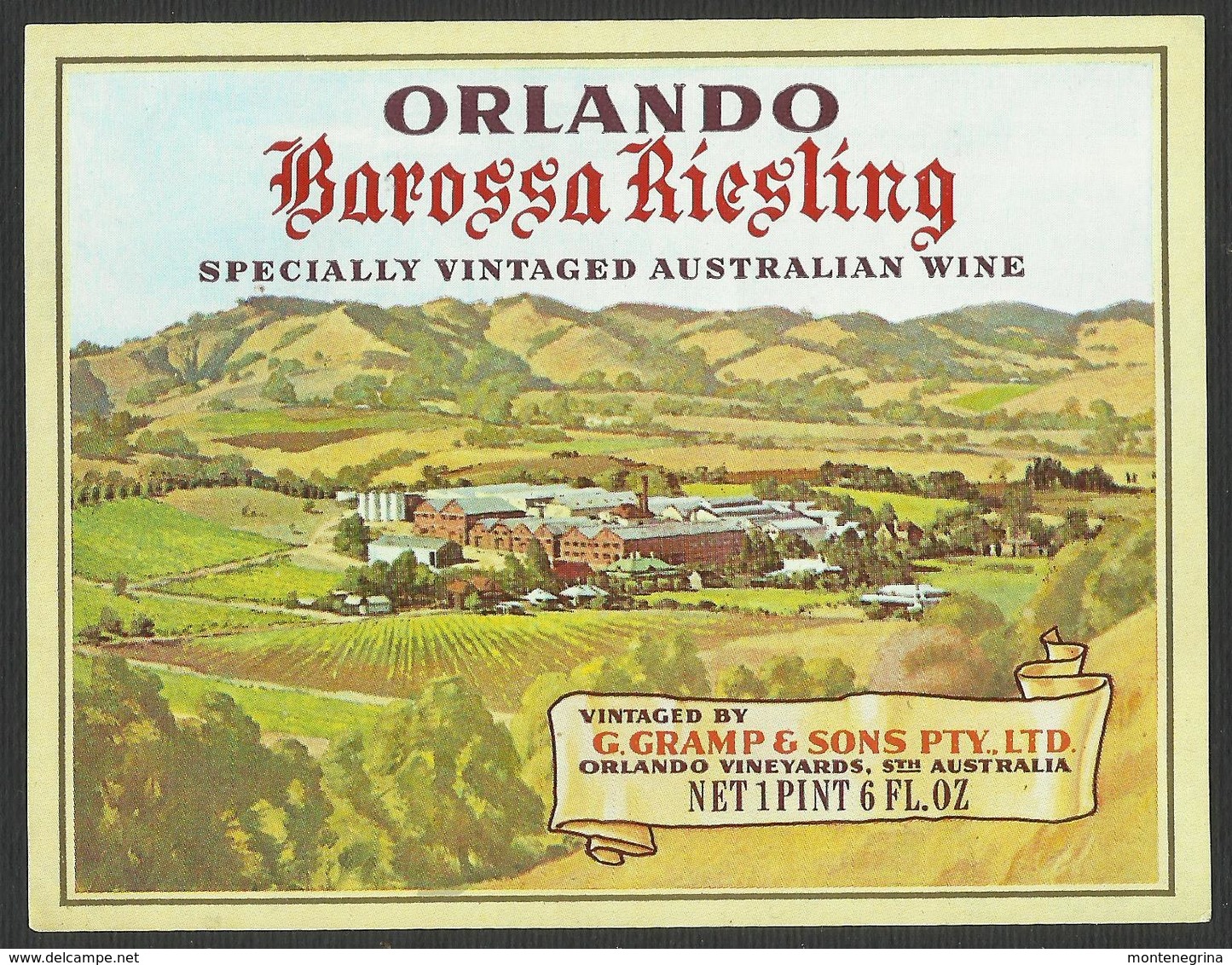 WINE ORLANDO - LABEL 12,5 X 9,5 Cm (see Sales Conditions) - Riesling