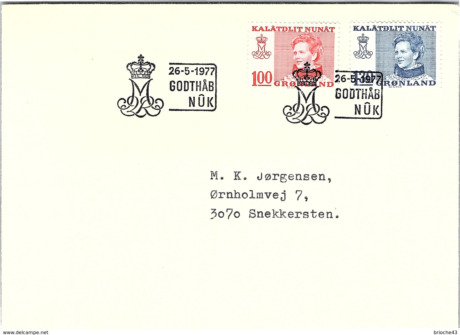GROENLAND - GRONLAND - COVER 26.5.1977 /  2 - Lettres & Documents