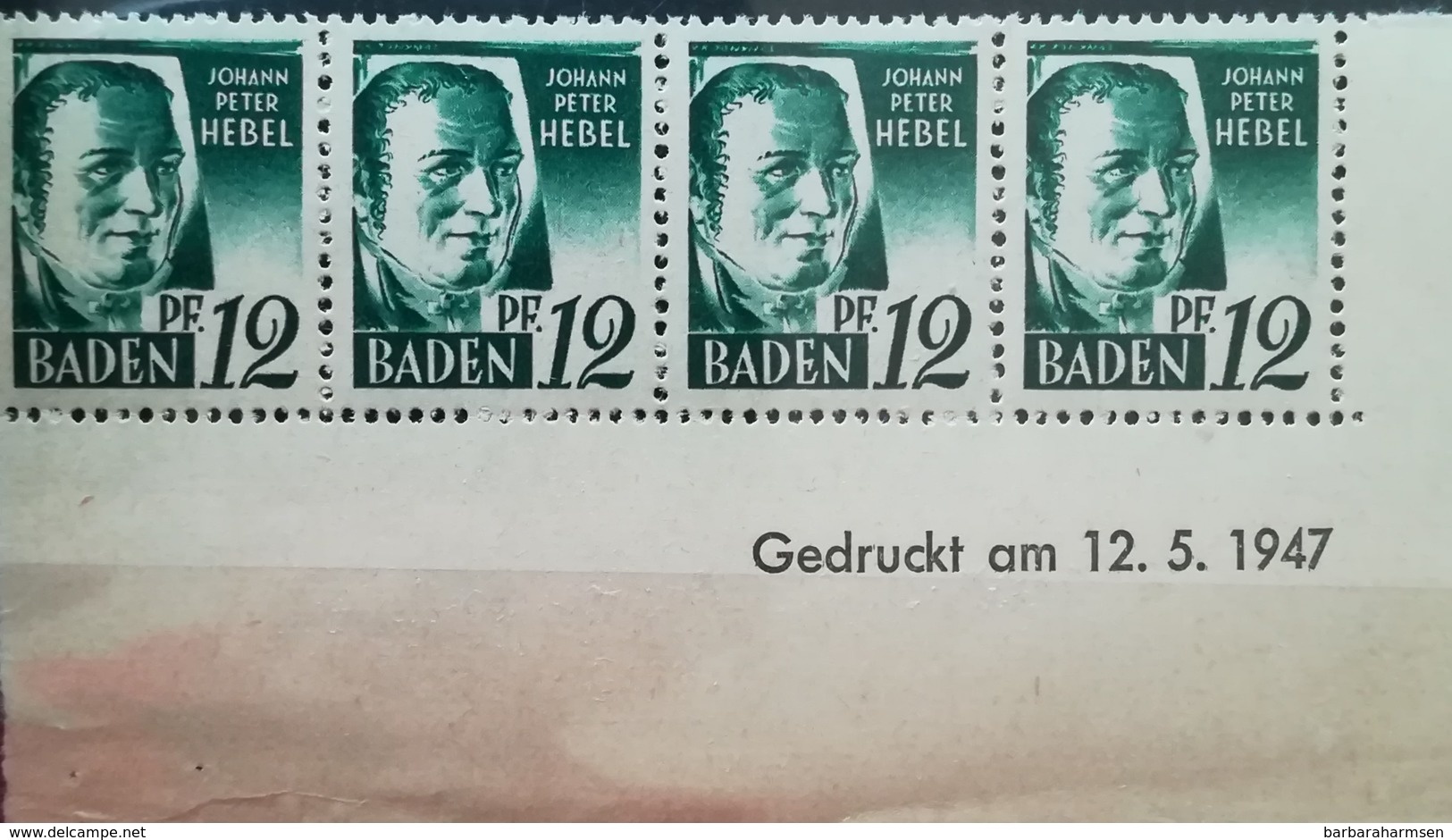 All. Bes. 12 Pf Baden Mit Druckdatum 12.05.1947 Mi.Nr.:4yv Br *  Unused Mi.:  8,00€ - Sonstige & Ohne Zuordnung
