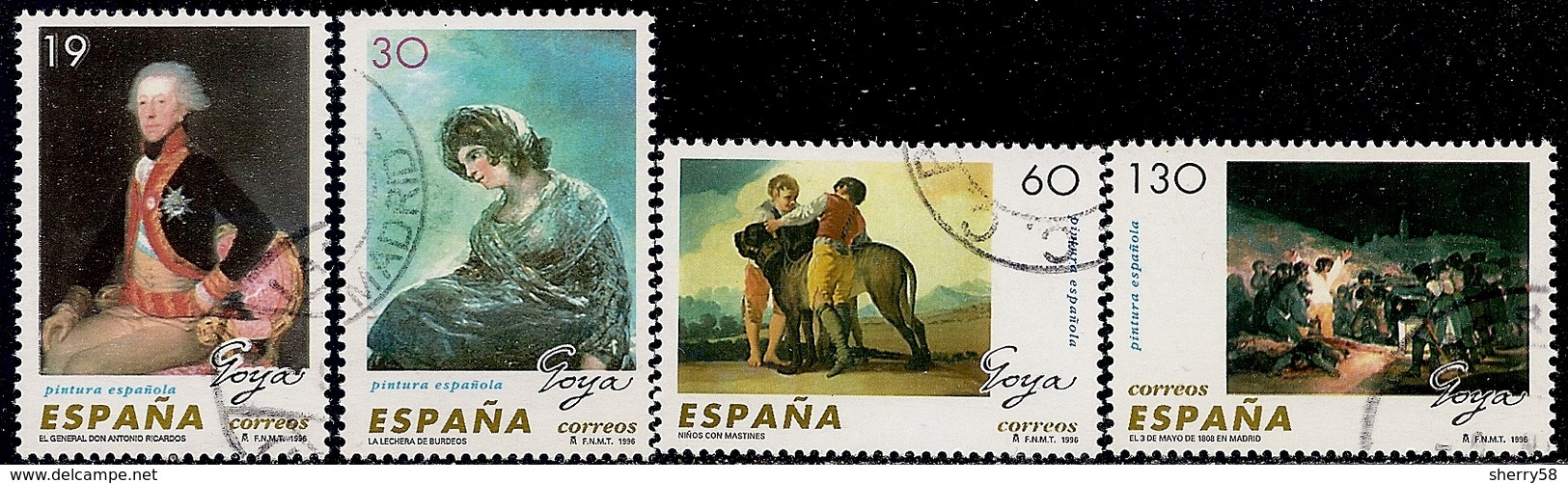 1996-ED. 3437 A 3440- COMPLETA- PINTURA ESPAÑOLA. FRANCISCO DE GOYA Y LUCIENTES-USADO - Usados