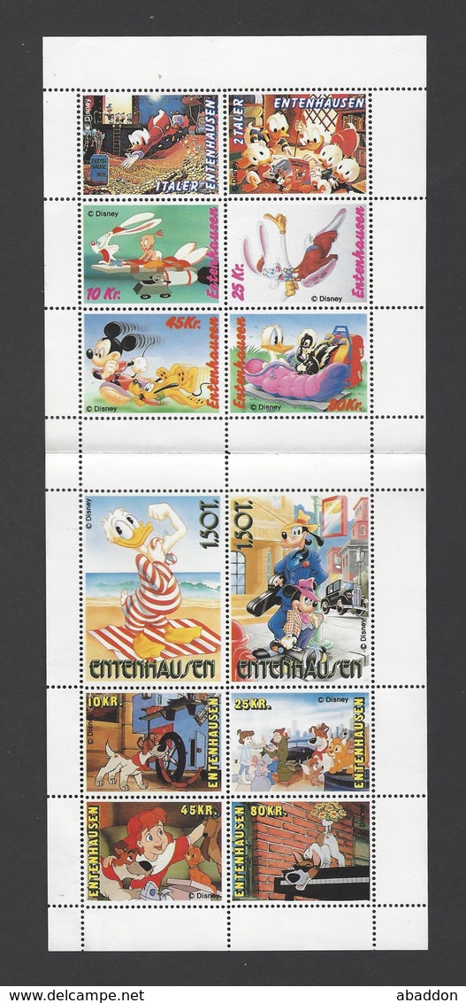 Walt Disney Entenhausen Block Mit 12 Briefmarken Donald Duck, Goofy, Micky Mouse, Roger Rabbit (2-2) - Disney