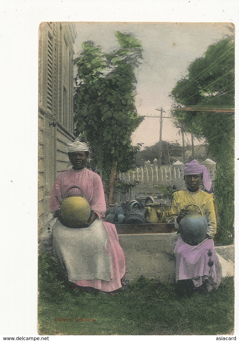 Pottery Vendors Poterie Dominica Hand Colored - Dominica