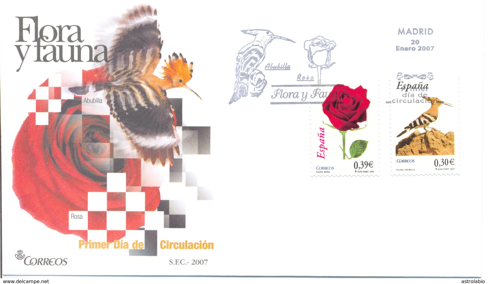 Espagne FDC 2007 " Huppe " - Climbing Birds