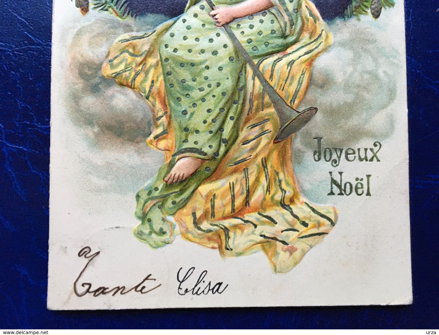 Gaufrée-Embossed-"Joli Ange Féminin Blond Avec Trompette "-(my Ref 398)-1905 - Angels