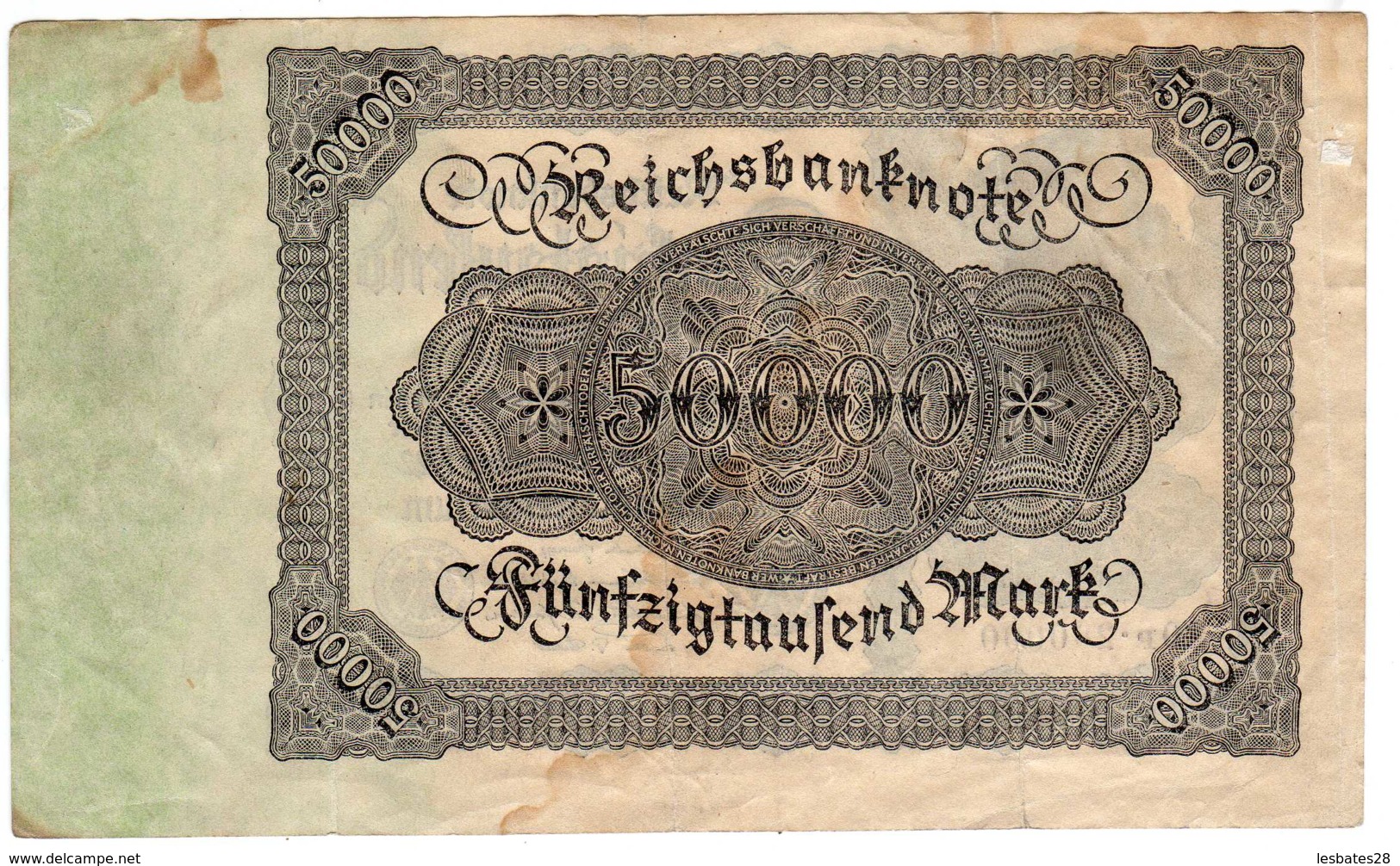 BILLET DE BANQUE ALLEMAGNE 1922 REICHSBANKNOTE 50000 MARK   Janv 2020  Clas Gera - 50.000 Mark