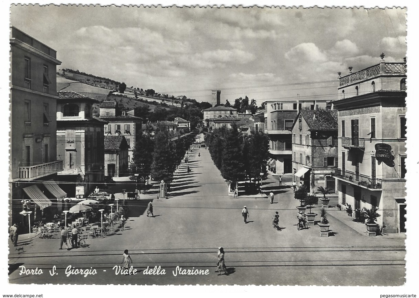 2269 - PORTO S GIORGIO VIALE DELLA STAZIONE ANIMATA FERMO 1954 - Altri & Non Classificati