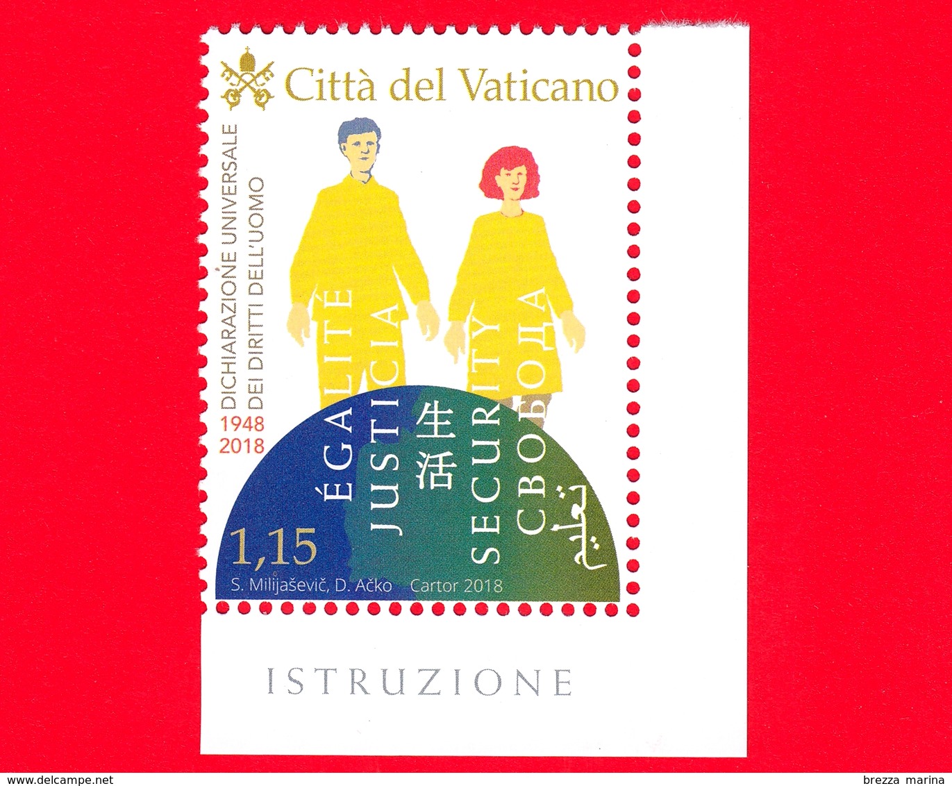 Nuovo - MNH - VATICANO - 2018 - 70 Anni Dichiarazione Universale Diritti Dell'uomo - Globo E Figure Stilizzate - 1.15 - Ungebraucht