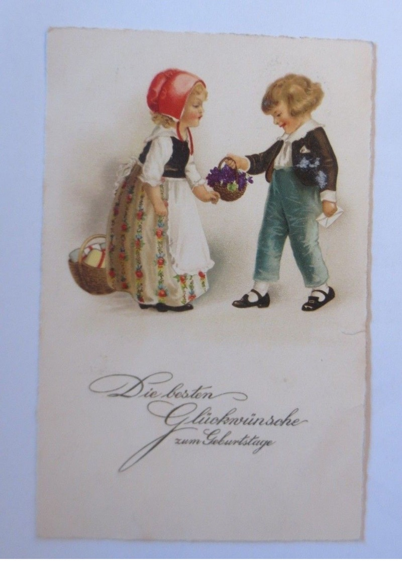 Geburtstag, Kinder, Mode, Blumen, Biedermeier,    1927  ♥  - Geburtstag