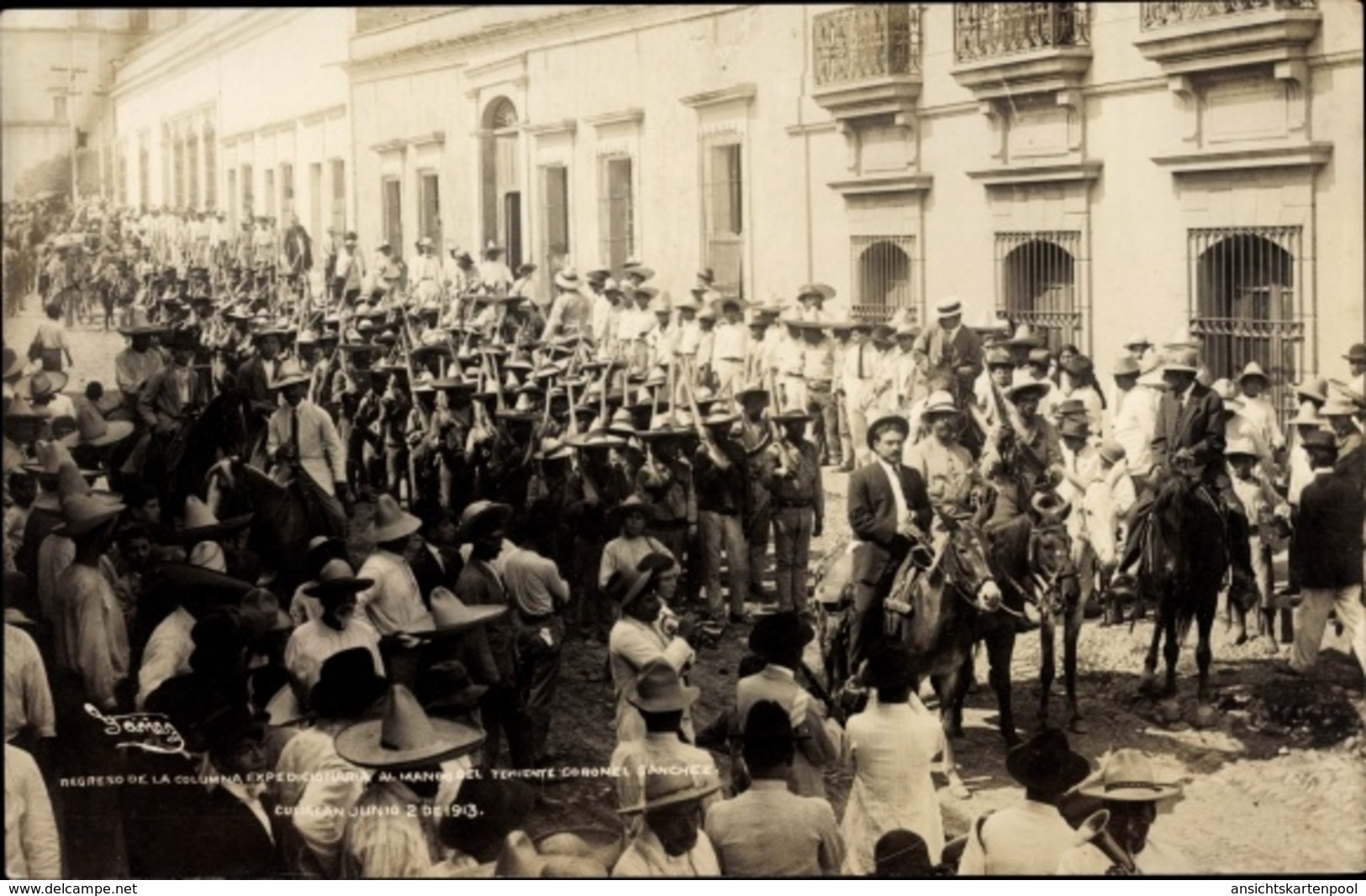 Cp Mexiko, Revolution, Marschierende Soldaten - Mexique