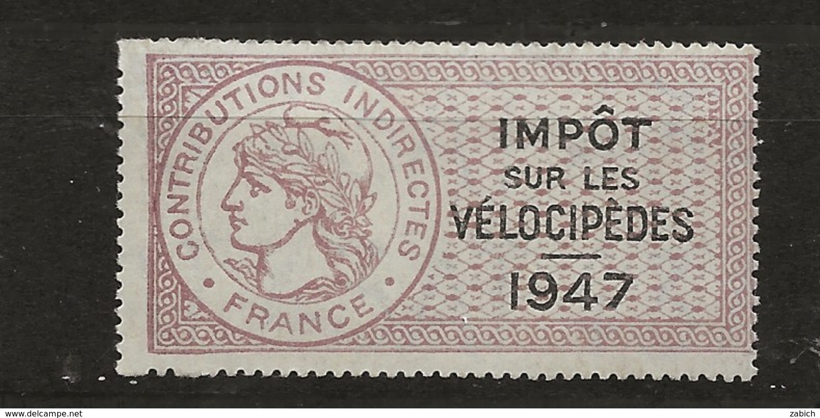 FISCAUX FRANCE VELOCIPEDES N°5 1946 SANS VALEUR VIOLET ET NOIR - Altri & Non Classificati