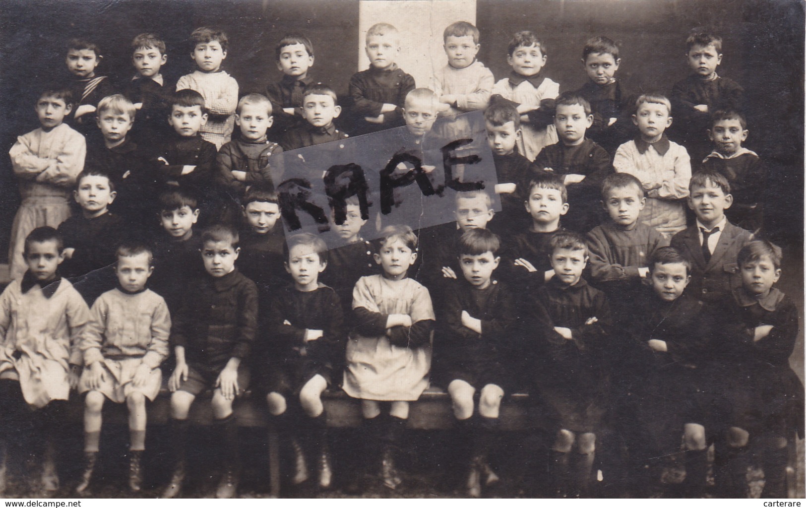 CARTE PHOTO,44,LOIRE ATLANTIQUE,GUENROUET,ECOLE,CLASSE DE GARCONS,1916,RARE - Guenrouet