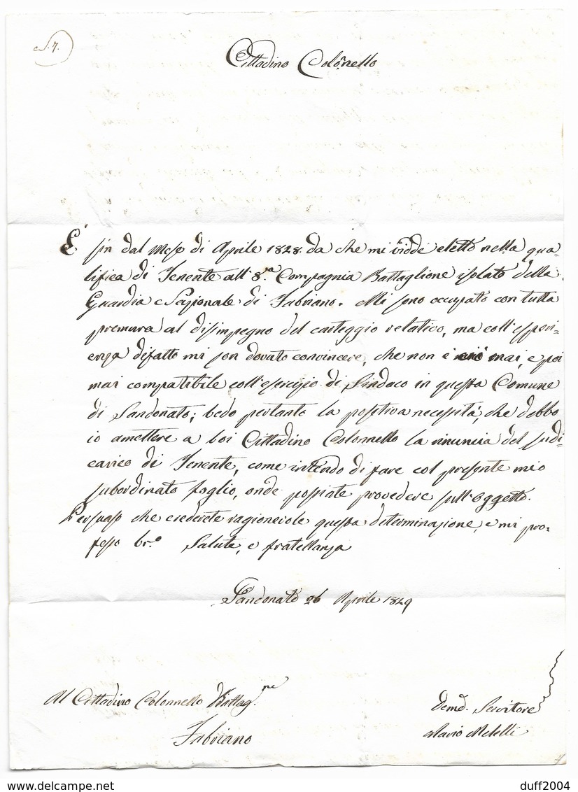 REPUBBLICA ROMANA - DA SANDONATO A FABRIANO - 26.4.1849. - 1. ...-1850 Prefilatelia