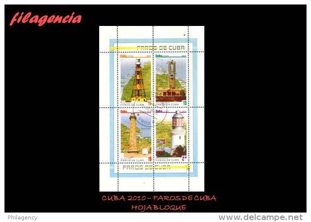 USADOS. CUBA. 2010-32 FAROS DE CUBA. HOJA BLOQUE - Used Stamps