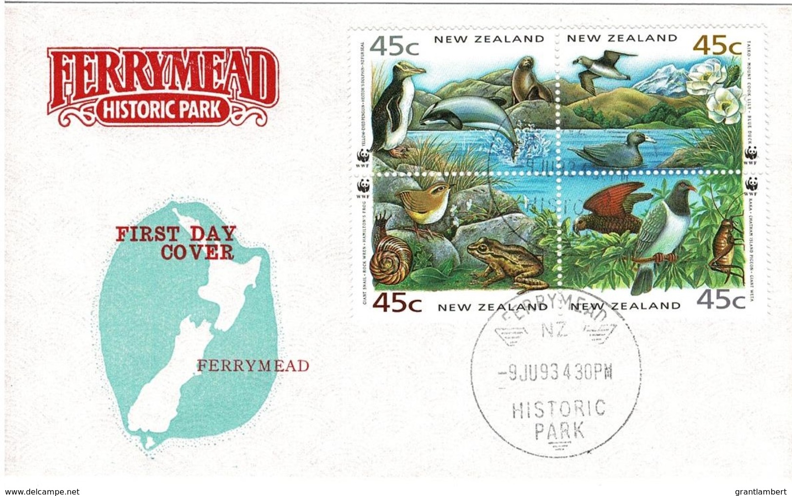 New Zealand 1993 Birds WWF Block On Ferrymead Historic Park FDC - FDC