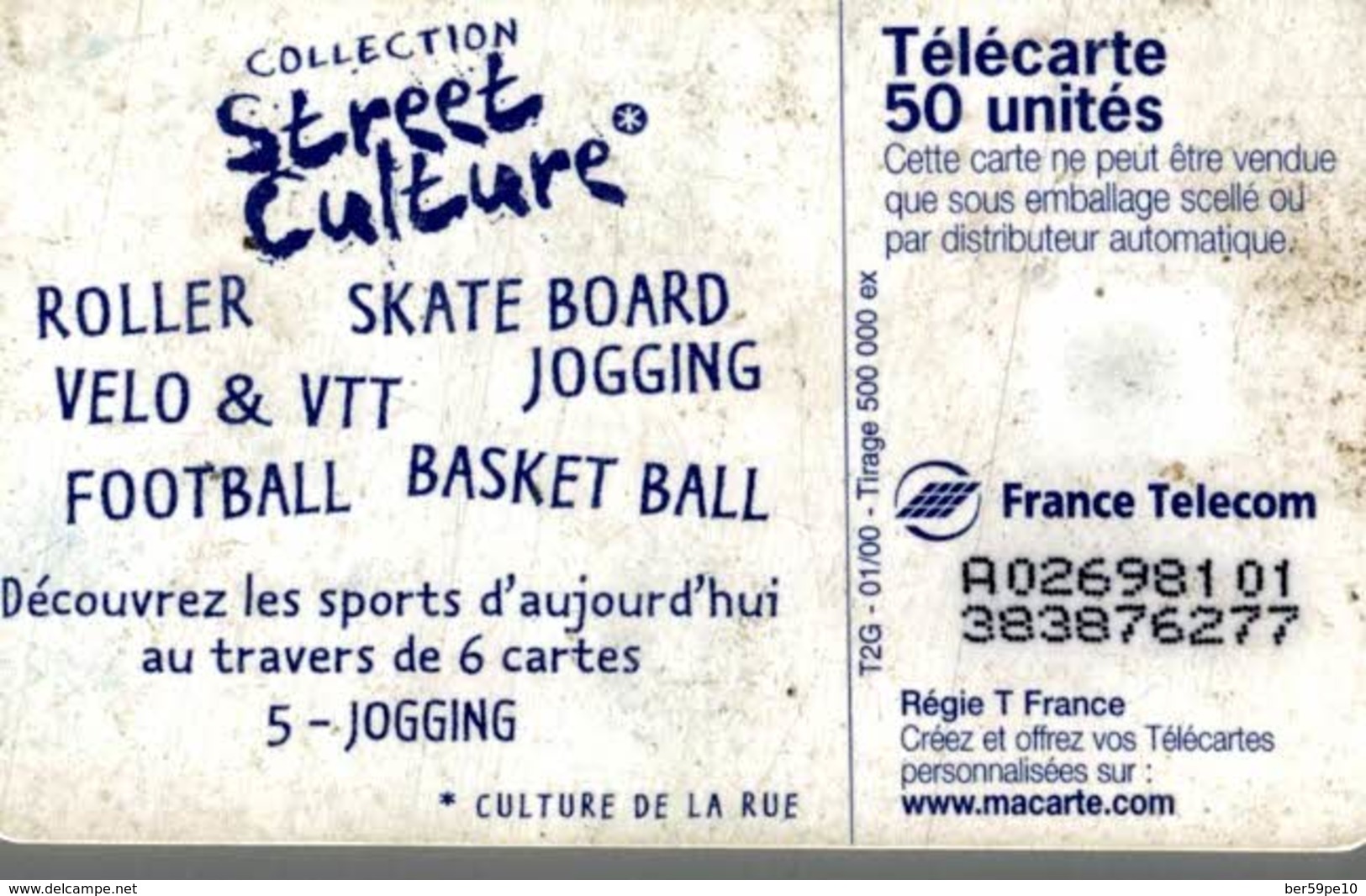 TELECARTE 50 UNITES  COLLECTION STREET CULTURE  JOGGING - 2000