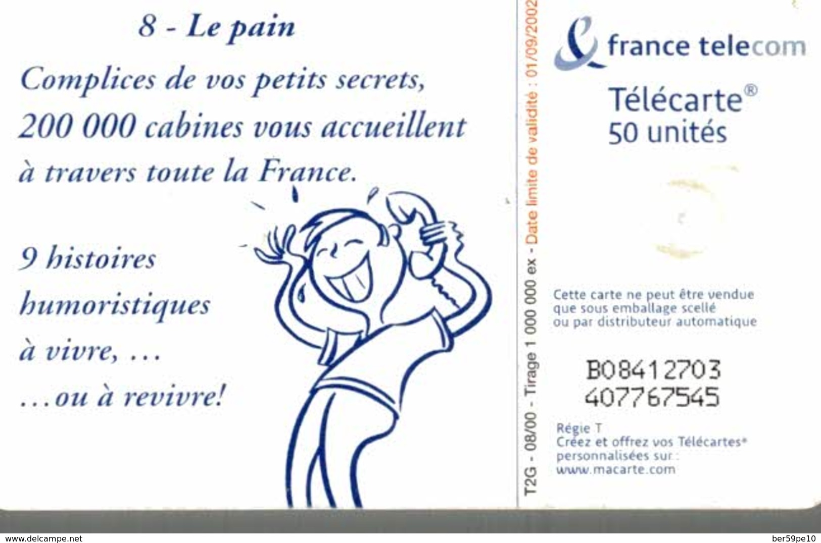 TELECARTE 50 UNITES  LE PAIN - 2000