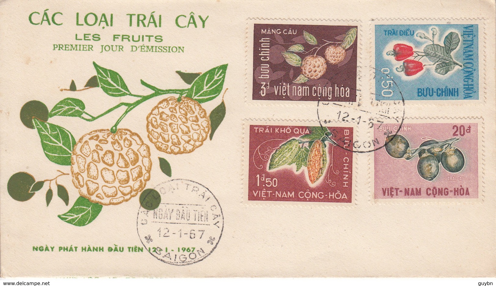 Vietnam Fruits Exotiques Saigon 12 / 1 / 1967 YT 304 / 307 .. Fruit Fleur - Vietnam