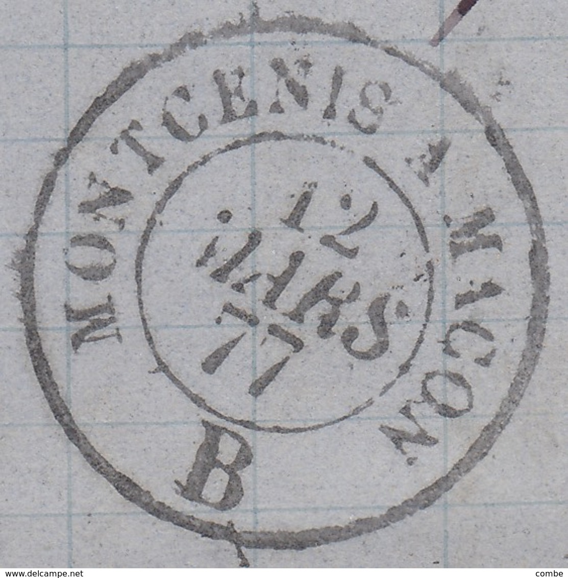 LETTRE, 1877. AMBULANT MONTCENIS A MACON B. SUR LES TIMBRES ET MAGNIFIQUE SUR LA LETTRE. St DENIS POUR STRASBOURG - Railway Post