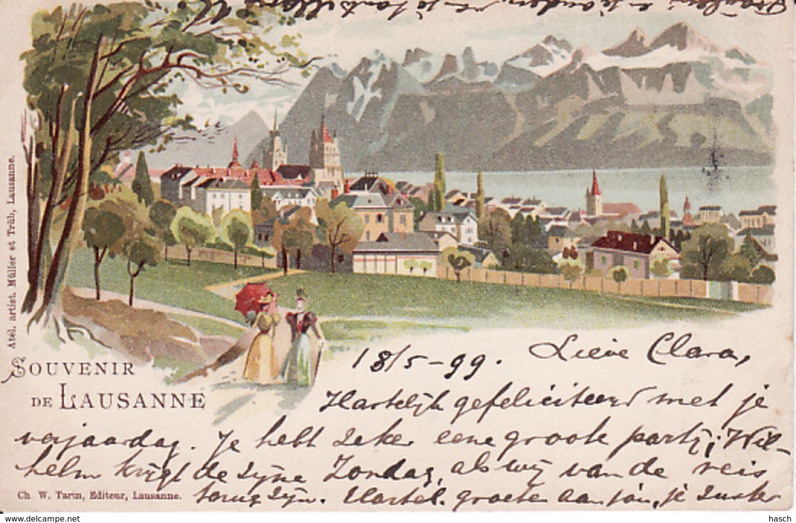 2785	146	Souvenir De Lausanne. Litho (poststempel 1899) (see Corners) - Lausanne