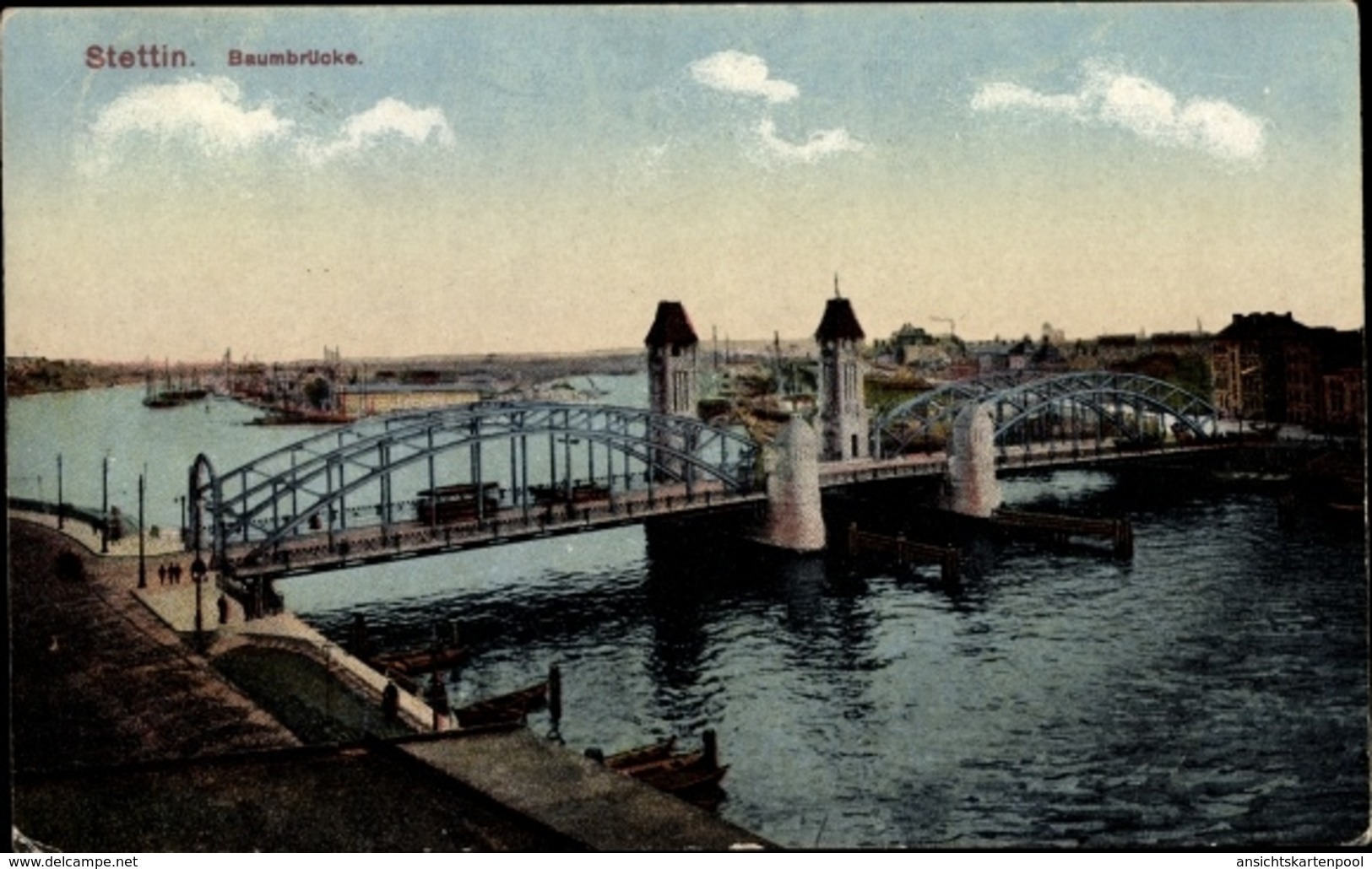 Cp Szczecin Stettin Pommern, Blick Nach Der Baumbrücke - Pommern