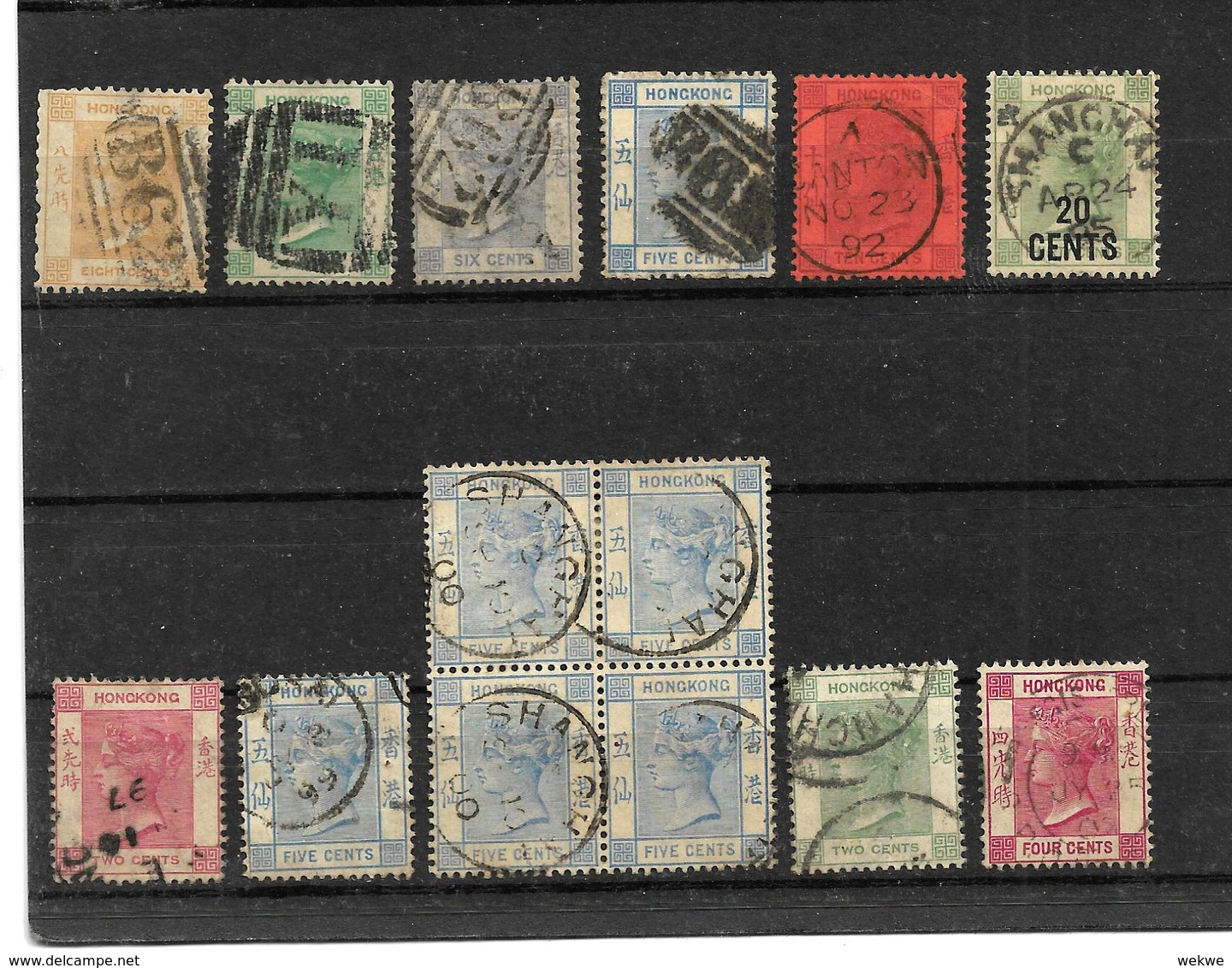 HONG KONG LOT 001 / Victoria Stamps 1862-1900 Cancelled Yokohama, Canton, Shaghai Etc. - Colecciones & Series