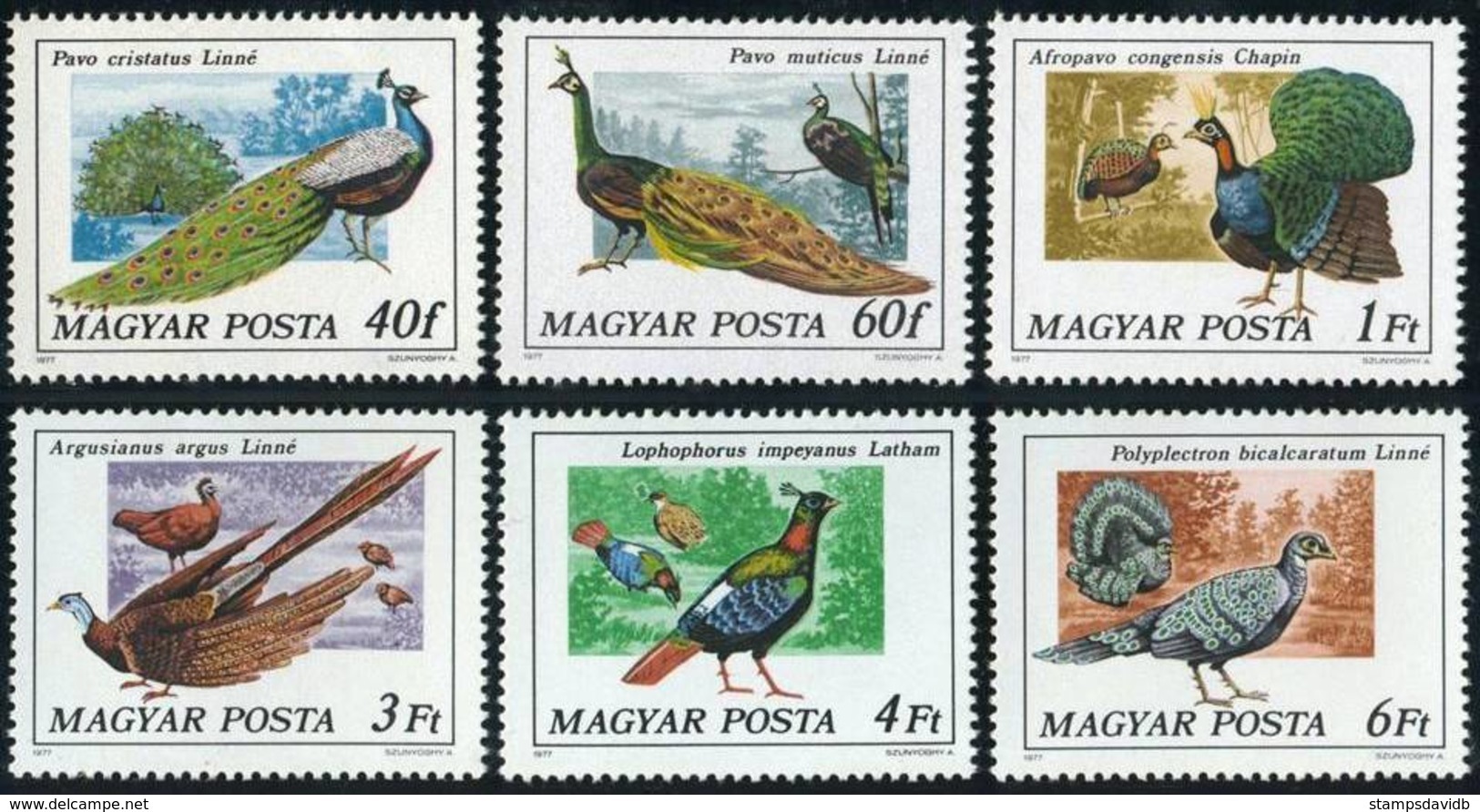 1977	Hungary	3185-3190	Peafowl And Pheasants - Paons