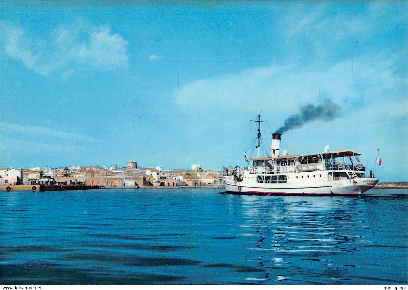 09777 "(CARBONIA) CALASETTA - PANORAMA DAL MARE E TRAGHETTO PER CALAFORTE" ANIMATA. CART  NON SPED - Carbonia