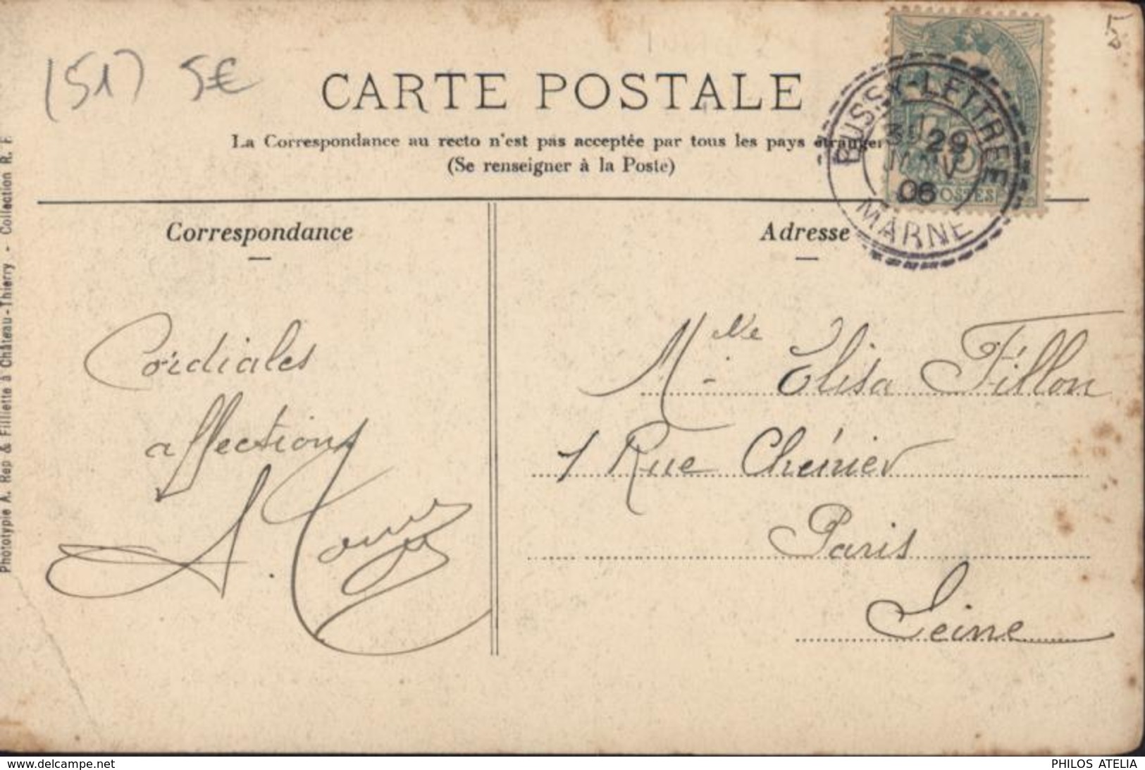 CPA Anglure Le Château 1871 Collection RF CAD Perlé Bussy Lettre Marne 29 Janv 06 - Anglure